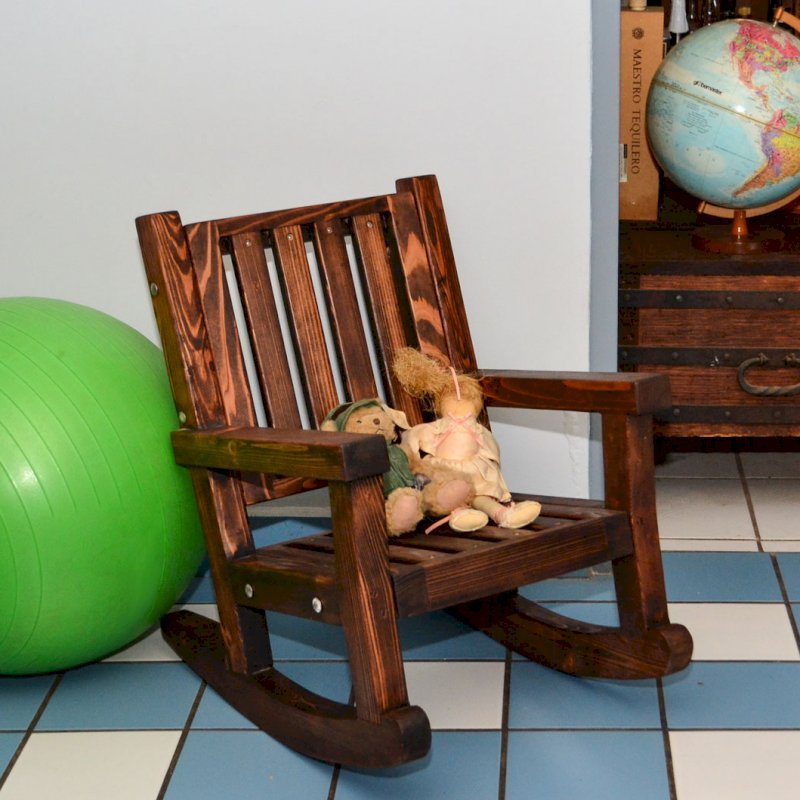 Kids Wooden Rocking Chair, Sturdy Redwood Kids Chair