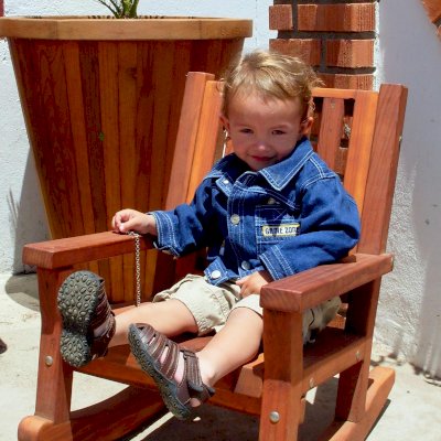 Kid's Wooden Rocking Chair (Options: California Redwood, No Cushion, Transparent Premium Sealant).