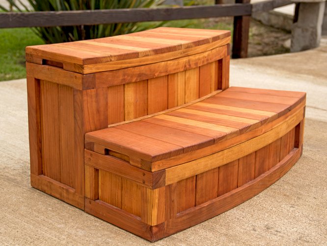 Redwood Foot Stool, Stable Stool with Flared-Leg Design