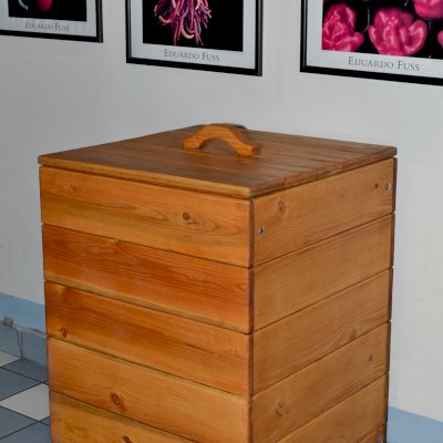 Laundry Hampers (Options: Douglas-Fir, Unattached Lid to Hamper, No Ventilation, No Casters, Transparent Premium Sealant). Photo Shows 24"W x 24"D x 36"H size.