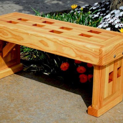Lighthouse Garden Bench (Options: 3 ft L x 12 1/2 inches W x 15 1/2 inches H, Douglas-fir, No Cushion, No Engraving, Transparent Premium Sealant).