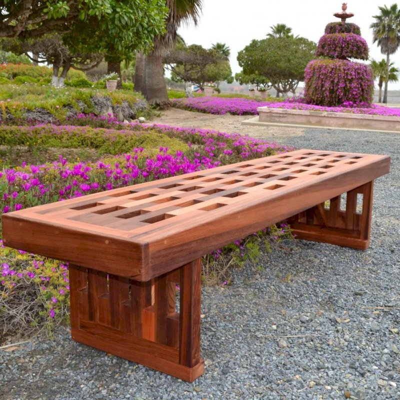 Redwood Lighthouse Garden Bench Custom Wood Seating