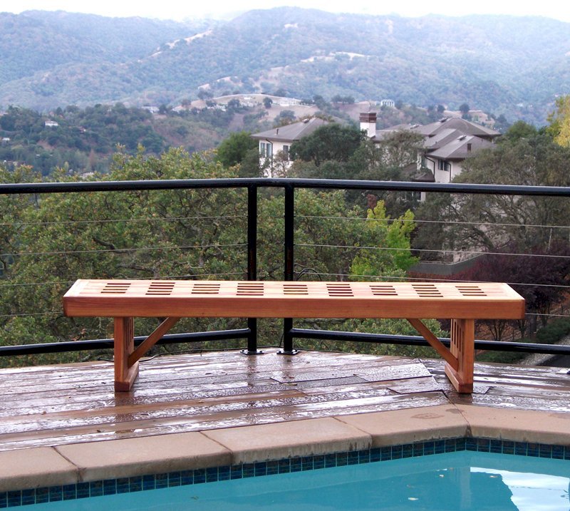 Redwood Lighthouse Garden Bench Custom Wood Seating