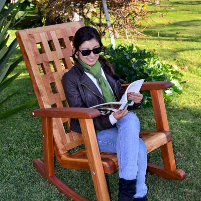 The Lighthouse Rocking Chair (Options: California Redwood, No Cushion, Transparent Premium Sealant).