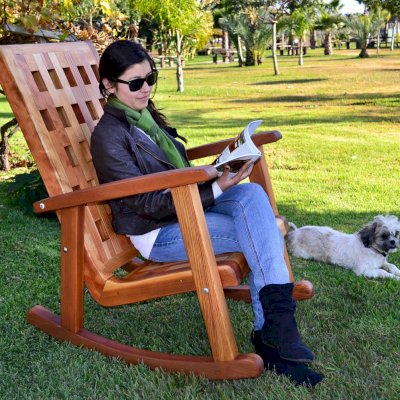 The Lighthouse Rocking Chair (Options: California Redwood, No Cushion, Transparent Premium Sealant).