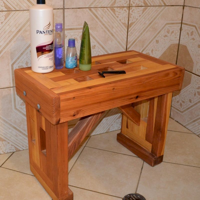Lighthouse Wooden Shower Bench (Options: 2 1/2 ft L x 12 1/2" W x 18 1/2" H, California Redwood, No Engraving, Transparent Premium Sealant). Lighthouse Wooden Shower Bench (Options: 2 1/2 ft L x 12 1/2" W x 18 1/2" H, California Redwood, No Engraving, Transparent Premium Sealant).