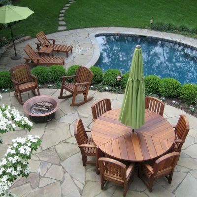 Retro Outdoor Patio Table 1950s Style Wood Table Chairs