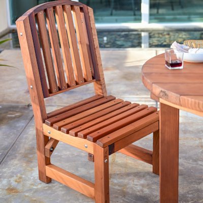Luna Arch Back Wooden Chair (Options: Armless, Mature Redwood, No Cushion, Transparent Premium Sealant).