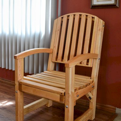 Luna Arch Back Wooden Chair (Options: With Arms, Douglas-Fir, No Cushion, Transparent Premium Sealant).