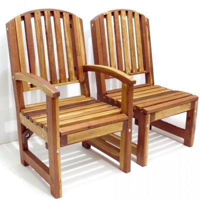 Luna Arch Back Wooden Chair - Options: With Arms (right), Without Arms (left), California Redwood, No Cushion, Transparent Premium Sealant.