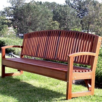 Luna Wood Bench (Options: 8 ft, Old-Growth Redwood, No Cushion, No Engraving, Transparent Premium Sealant).