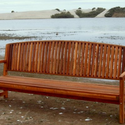 Luna Wood Bench (Options: 8 ft, California Redwood, No Cushion, No Engraving, Transparent Premium Sealant).