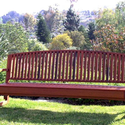 Luna Wood Bench (Options: 8 ft, Old-Growth Redwood, No Cushion, No Engraving, Transparent Premium Sealant).