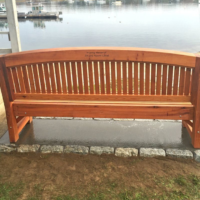 Luna Memorial Bench (Options: 6 ft, Old-Growth Redwood, No Cushion, Custom Engraving, Transparent Premium Sealant). Photo Courtesy of Bob C. of Marion, Massachusetts. Luna Memorial Bench (Options: 6 ft, Old-Growth Redwood, No Cushion, Custom Engraving, Transparent Premium Sealant). Photo Courtesy of Bob C. of Marion, Massachusetts.