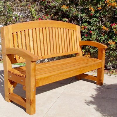 Luna Wood Memorial Bench (Options: 5 ft, Douglas-fir, No Cushion, No Engraving, Transparent Premium Sealant).