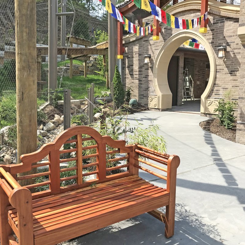 Lutyens Bench (Options: 4 ft, California Redwood, No Cushion, No Engraving, Transparent Premium Sealant). Bench seat was made deeper for ADA accessibility as a custom detail. Photo Courtesy of Cleveland Metroparks Zoo. Bench installed at their new Asian Highlands exhibit. Take a closer look and you’ll see one of their snow leopards in the enclosed walkway of the building. Lutyens Bench (Options: 4 ft, California Redwood, No Cushion, No Engraving, Transparent Premium Sealant). Bench seat was made deeper for ADA accessibility as a custom detail. Photo Courtesy of Cleveland Metroparks Zoo. Bench installed at their new Asian Highlands exhibit. Take a closer look and you’ll see one of their snow leopards in the enclosed walkway of the building.