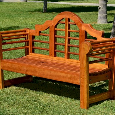 Lutyens Bench (Options: 4 ft, California Redwood, No Cushion, No Engraving, Transparent Premium Sealant).