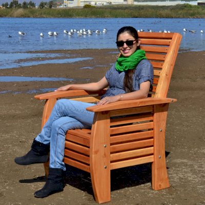 Marazul Wooden Beach Chair (Options: Douglas-fir, No Cushion, Transparent Premium Sealant).
