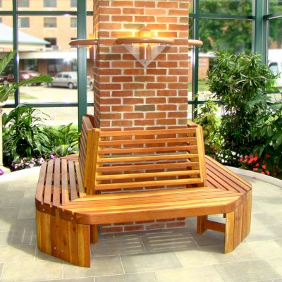 Maria's Tree Benches (Options: 6 1/2', California Redwood, No Beverage Ledge, No Cushion, No Engraving, Transparent Premium Sealant). Photo Courtesy of ECHN Hospital, Manchester CT 06040. 