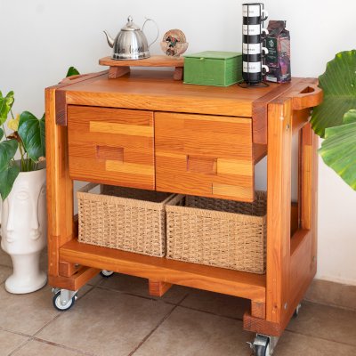 Mary's Cook 'n' Carry Carts (Options: Mosaic Douglas, Compact Size, 36" H, Custom Engraving, Add Handle on Both Sides, Transparent Premium Sealant). 