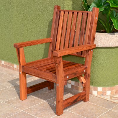 Massive Wooden Dining Chair (Options: With Arms, Mature Redwood, No Cushion, Transparent Premium Sealant).