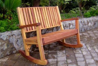 Massive Wooden Rocking Bench