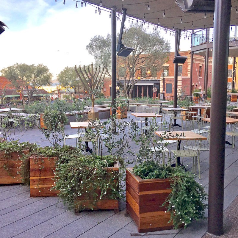 Mendocino Planters (Options: 24" L, 24" W x 24" H, California Redwood, 1 3/4-inch Feet, No Trellis, No Growing Vegetables, Transparent Premium Sealant). Photo Courtesy of Waxman's Pizzeria in Ghirardelli Square, 900 North Point Street, San Francisco, CA, 94109. Mendocino Planters (Options: 24" L, 24" W x 24" H, California Redwood, 1 3/4-inch Feet, No Trellis, No Growing Vegetables, Transparent Premium Sealant). Photo Courtesy of Waxman's Pizzeria in Ghirardelli Square, 900 North Point Street, San Francisco, CA, 94109.