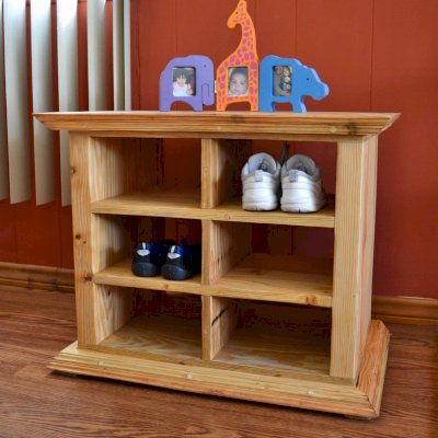 Mia's Shoe Cubbies (Options: 24" L, Douglas-fir, All Shoes Option, Transparent Premium Sealant).