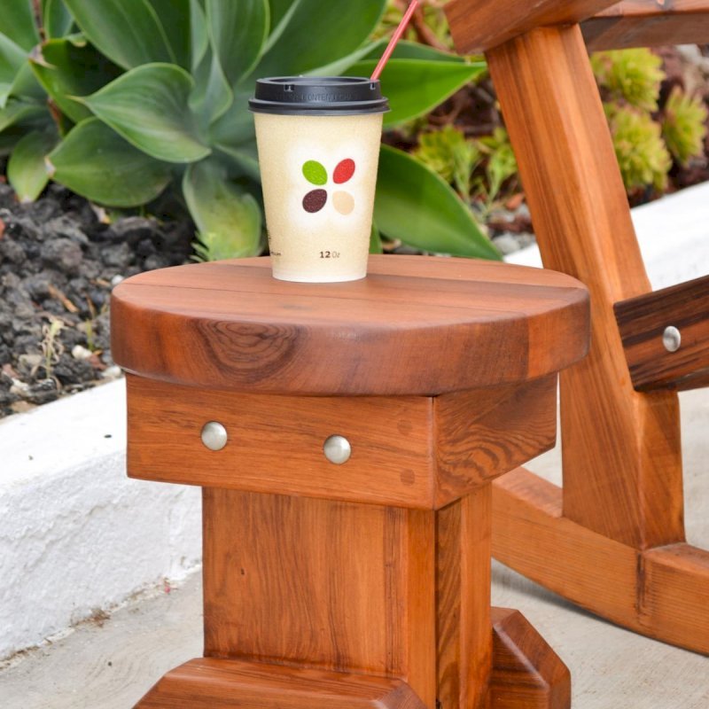 12 Inch Small Round Wood Side Table Redwood Side Tables