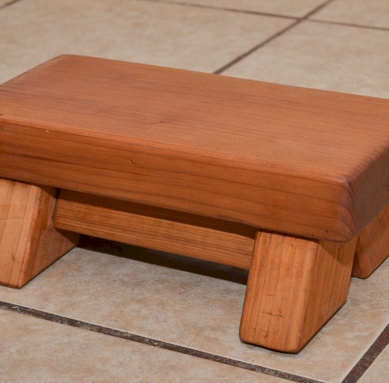 Mini Wooden Foot Stool (Options: Mature Redwood, 4 1/2" H, No Engraving, Transparent Premium Sealant). Mini Wooden Foot Stool (Options: Mature Redwood, 4 1/2" H, No Engraving, Transparent Premium Sealant).