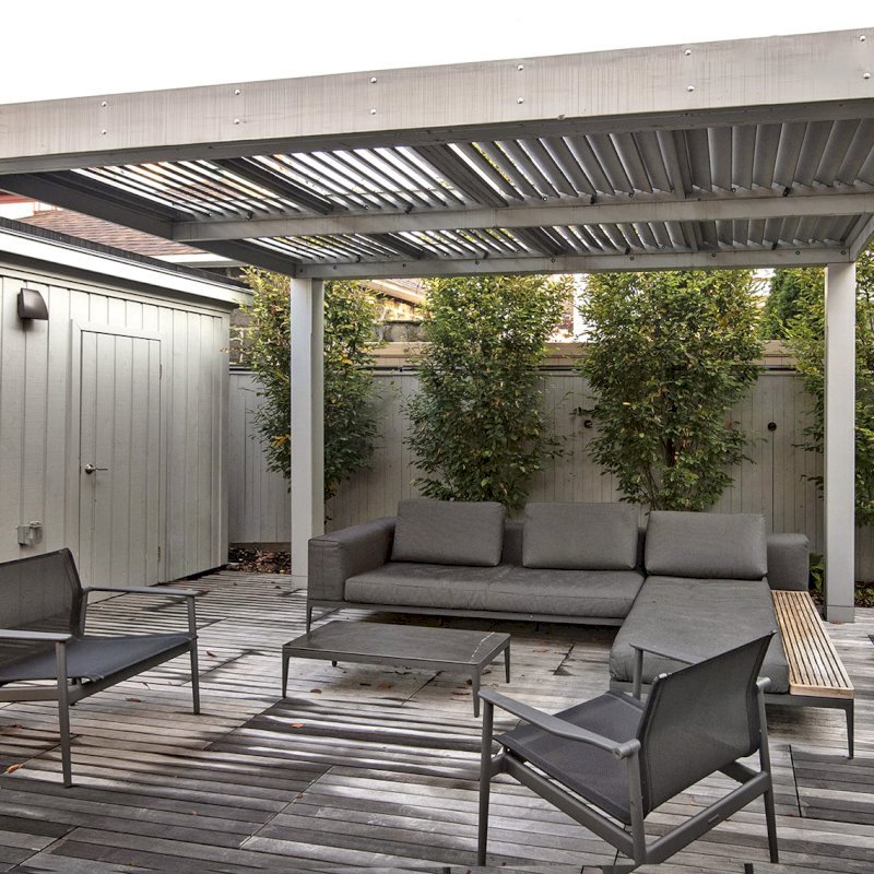 Modern Louvered Garden Pergolas, Custom Made from Redwood