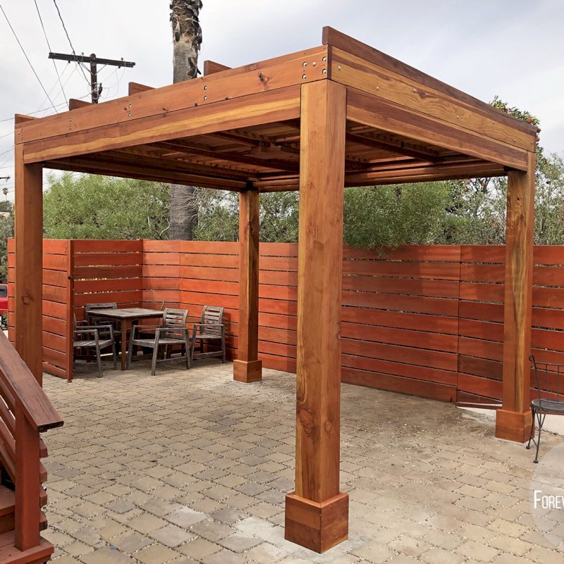 Modern Louvered Garden Pergolas, Custom Made from Redwood