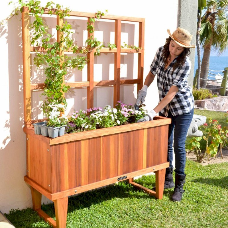 Napa Planters (Options: 48" L x 18" W x 18" H, California Redwood, 12-inch stand, 3' tall Trellis Kit, No Growing Vegetables, Transparent Premium Sealant). Photo: Courtesy of the Estero Beach Resort, Ensenada, México and Ms. Yesenia Veliz of Ensenada, BC. Napa Planters (Options: 48" L x 18" W x 18" H, California Redwood, 12-inch stand, 3' tall Trellis Kit, No Growing Vegetables, Transparent Premium Sealant). Photo: Courtesy of the Estero Beach Resort, Ensenada, México and Ms. Yesenia Veliz of Ensenada, BC.