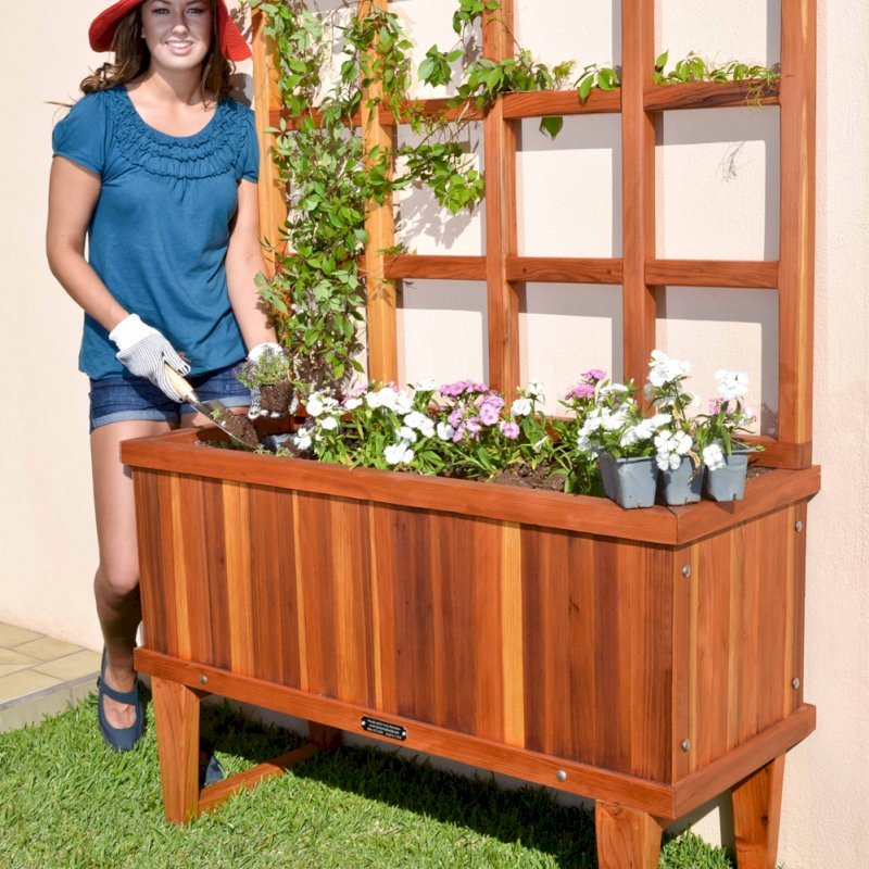 Napa Planters (Options: 48" L x 18" W x 18" H, California Redwood, No casters, 12 inch stand, 3' tall Trellis Kit, No Growing Vegetables, Transparent Premium Sealant). Photo: Courtesy of the Estero Beach Resort, Ensenada, México and Ms. Hayley Hall of Sonoma, CA. Napa Planters (Options: 48" L x 18" W x 18" H, California Redwood, No casters, 12 inch stand, 3' tall Trellis Kit, No Growing Vegetables, Transparent Premium Sealant). Photo: Courtesy of the Estero Beach Resort, Ensenada, México and Ms. Hayley Hall of Sonoma, CA.