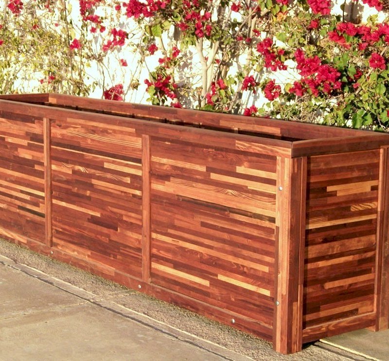 Napa Planters (Options: 120" L x 24" W x 30" H, Mosaic Eco-Wood, 1 inch Feet, No Trellis, No Growing Vegetables, Transparent Premium Sealant). Napa Planters (Options: 120" L x 24" W x 30" H, Mosaic Eco-Wood, 1 inch Feet, No Trellis, No Growing Vegetables, Transparent Premium Sealant).