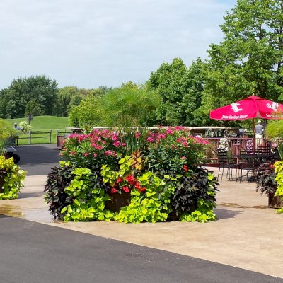 Napa Planters (Options: 96" L x 24" W x 24" H, Mature Redwood, No Base or Casters, No Trellis, Interior and Exterior of Box with Sealant (No Growing Vegetables), Transparent Premium Sealant). Photo Courtesy of Shaumberg Park Shaumberg, IL