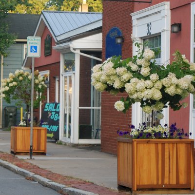Napa Planters (Options: 30" L x 30" W x 30" H, California Redwood, With 1-inch feet, No Trellis, Interior and Exterior of Box with Sealant (No Growing Vegetables), Transparent Premium Sealant). Thank You to the Village of Scottsville, NY for This Lovely Photo.