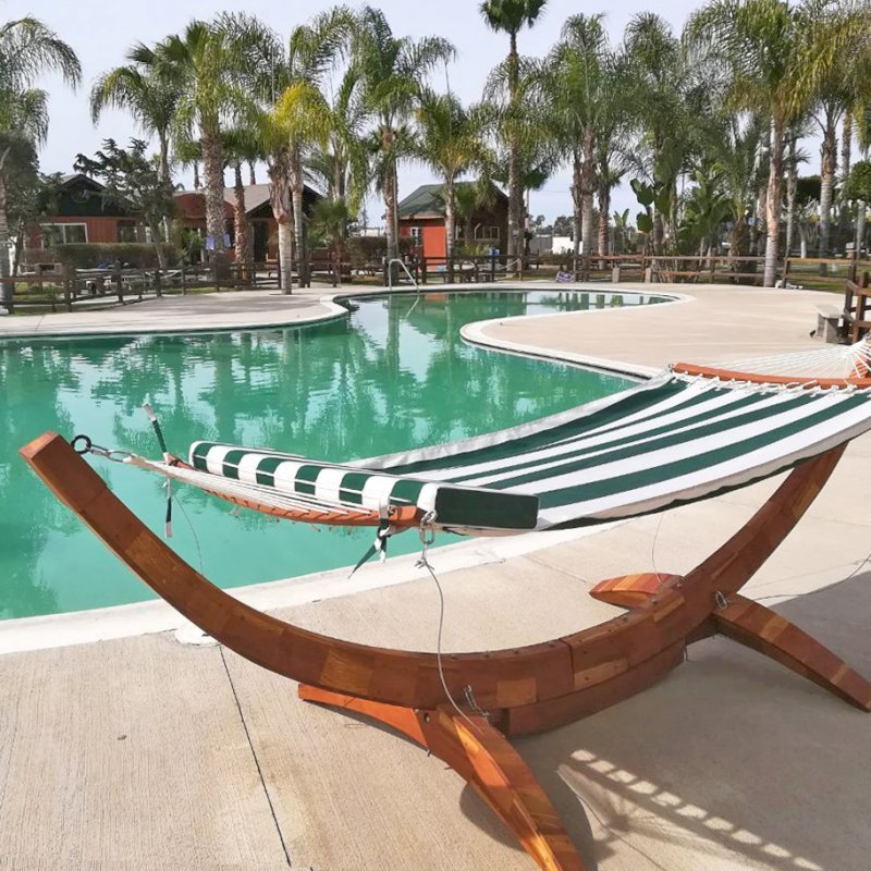 Noah's Arc Wood Hammock (Options: California Redwood, Small, Hammock with the Safety Cords Hardware, with Pillow, Transparent Premium Sealant). Noah's Arc Wood Hammock (Options: California Redwood, Small, Hammock with the Safety Cords Hardware, with Pillow, Transparent Premium Sealant).