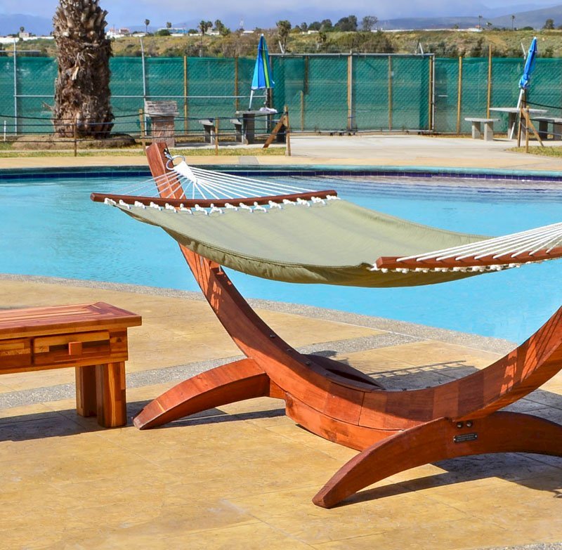 Noah's Arc Wood Hammock (Options: Old-Growth Redwood, Small, Hammock, Transparent Premium Sealant) and Coffee Table. Noah's Arc Wood Hammock (Options: Old-Growth Redwood, Small, Hammock, Transparent Premium Sealant) and Coffee Table.