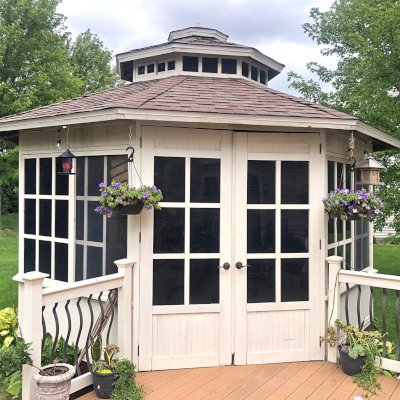 Octagonal Sunroom Gazebo. Photo was sent in by customer 14 years after the original installation!