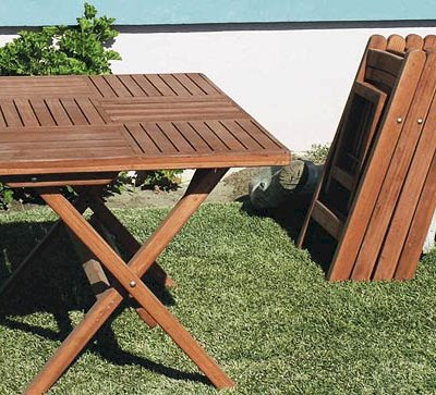 Stackable space saving folding chairs - Outdoor Rectangular Folding Table (Options: 52.5" L, 4 Folding Chairs, 35" W, Old-Growth Redwood, Standard Tabletop, Checkerboard Design, No Umbrella Hole, Squared Corners, Transparent Premium Sealant).