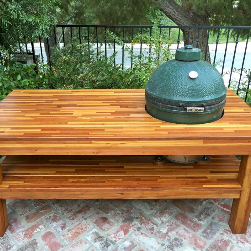 Outdoor Wood Table With Built In Grill, Wood Table For Outdoor Use