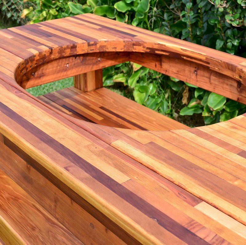 Outdoor Wood Table With Builtin Grill Storage Forever Redwood