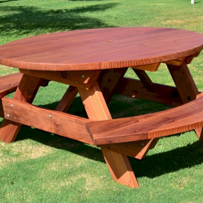 Oval Picnic Table: Custom Oval Shaped Wood Picnic Table
