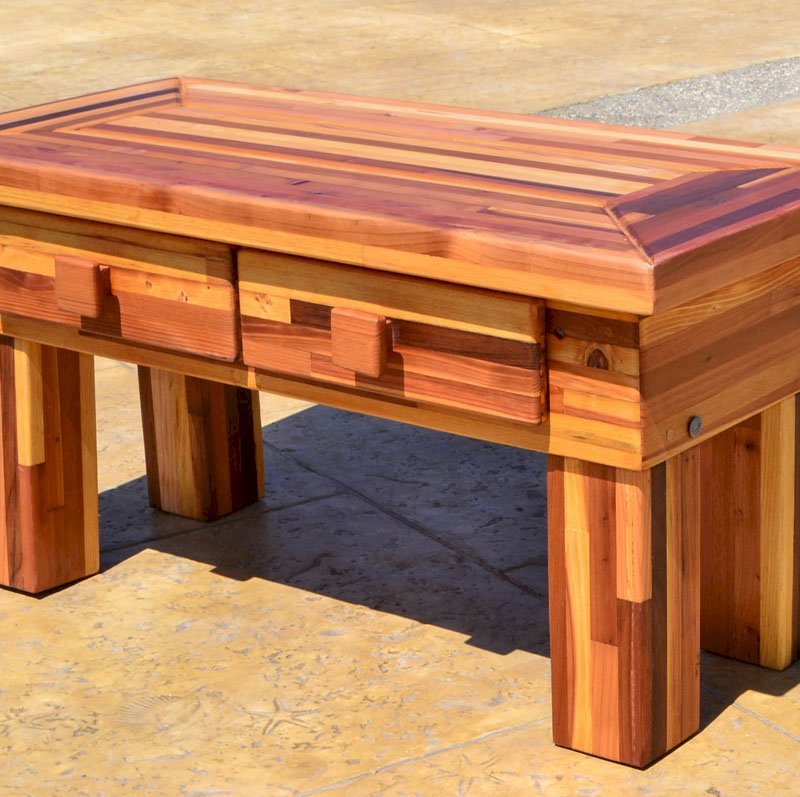 Massive Coffee Table (Options: 36"L x 18" W x 18" H, Mosaic Eco-Wood, 2 Drawers, Transparent Premium Sealant). Massive Coffee Table (Options: 36"L x 18" W x 18" H, Mosaic Eco-Wood, 2 Drawers, Transparent Premium Sealant).