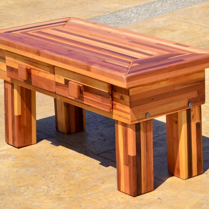 Oversized Coffee Table Extra Large Solid Redwood Table