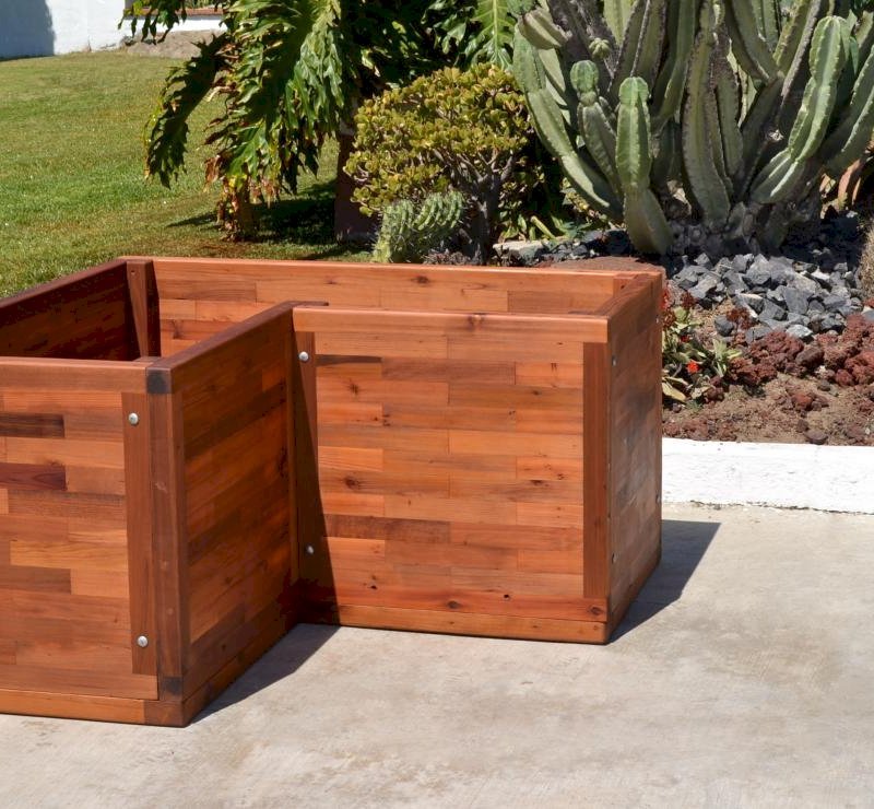 Custom V-Shaped Parquet Planters (Options: 48in L x 24in W x 24in H, Mature Redwood, Feet, No Trellis, No Growing Vegetables, Transparent Premium Sealant). Custom V-Shaped Parquet Planters (Options: 48in L x 24in W x 24in H, Mature Redwood, Feet, No Trellis, No Growing Vegetables, Transparent Premium Sealant).