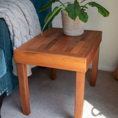 Parquet Side Table (Options: 24" x 18" Mature Redwood, Transparent Premium Sealant).