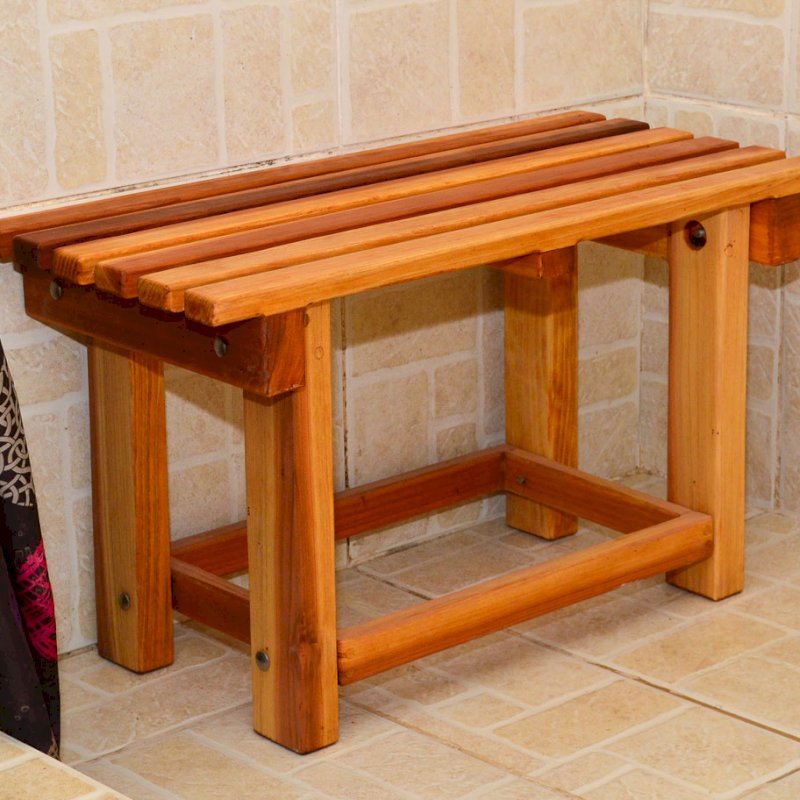 wood shower bench