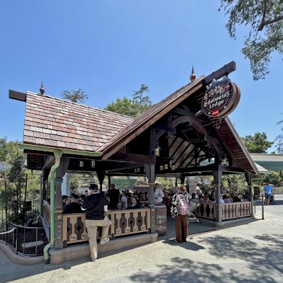 Custom Wood Pavilion (Options: 32' x 27', California Redwood, Custom Finish). Edelweiss Lodge Pavilion installed in Disneyland Resort in Anaheim, CA.